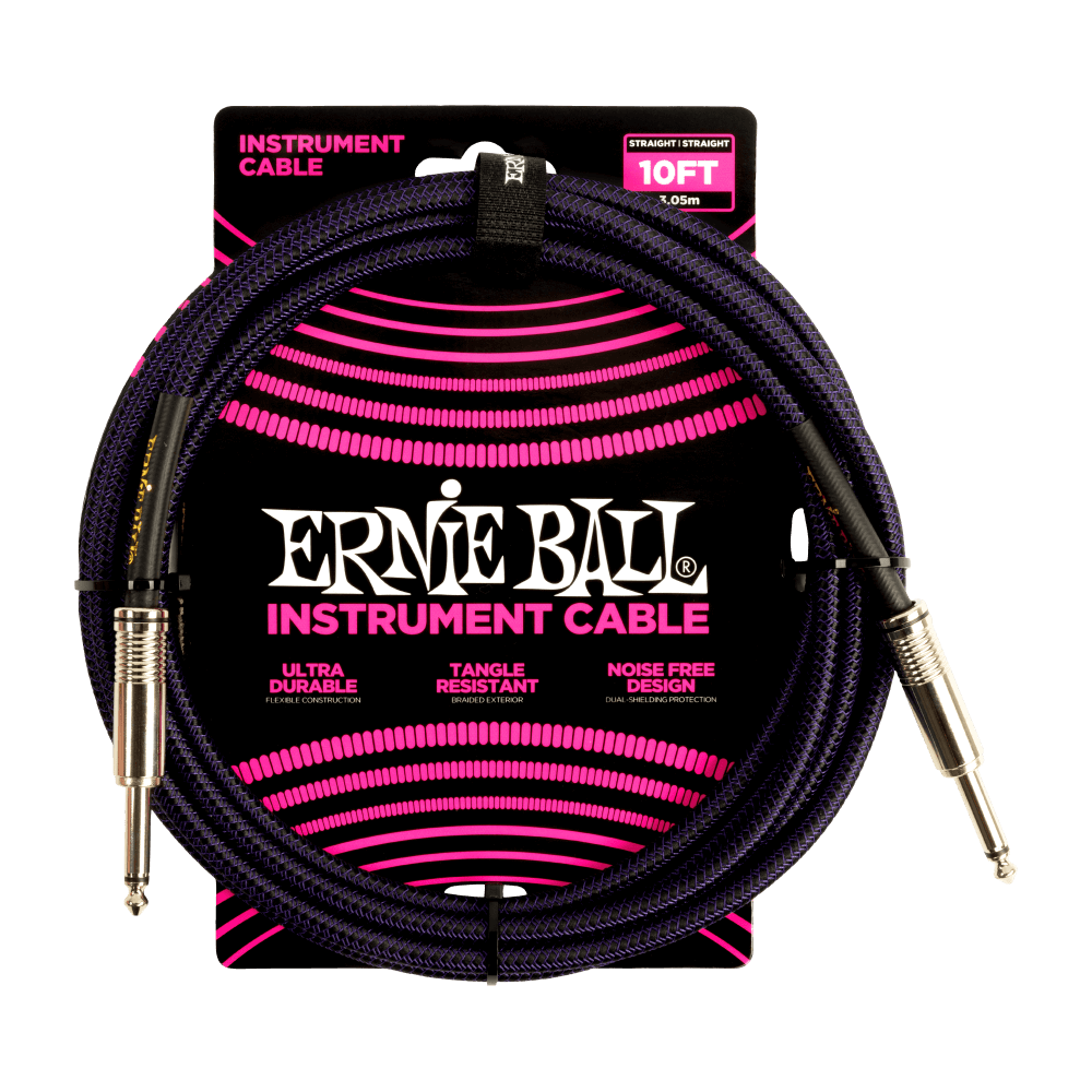 Ernie Ball 10' Straight Straight Braided Cable  …