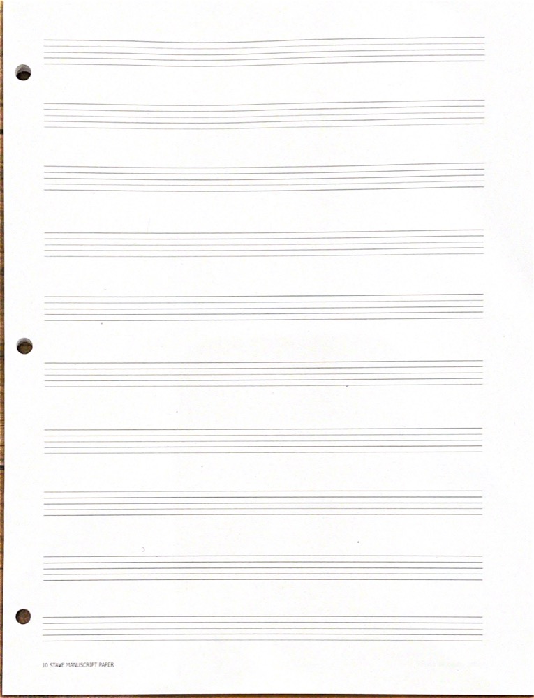 Manuscript Pad, 10 Stave 3 Hole