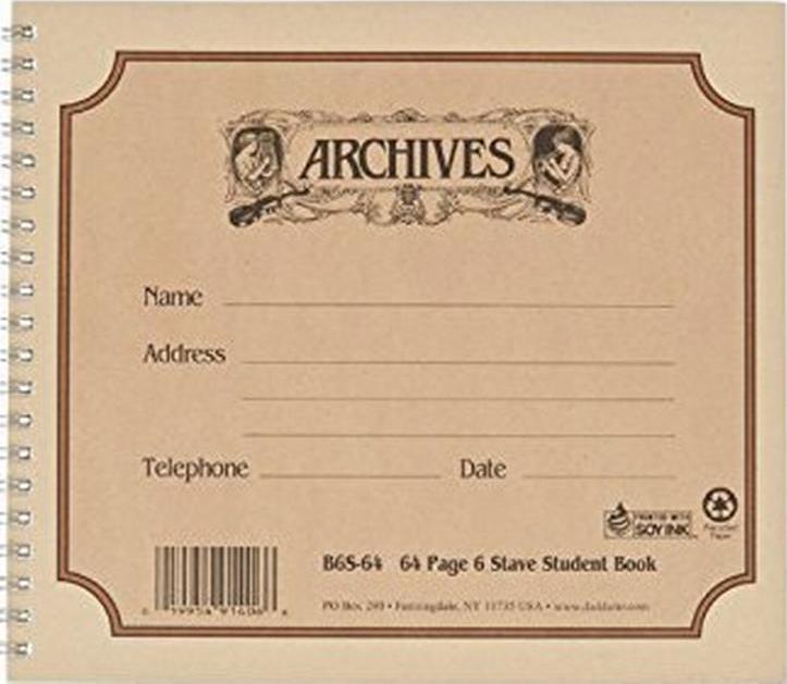Archives 6 Stave 64 Page Spiral Dictation Book