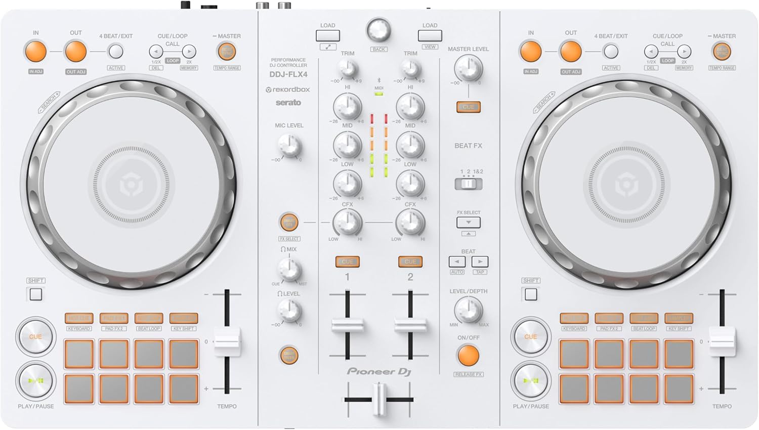 AlphaTheta AlphaTheta DDJ-FLX4 2 Deck DJ Controller, White - Pioneer DJ - Live Sound, DJ
