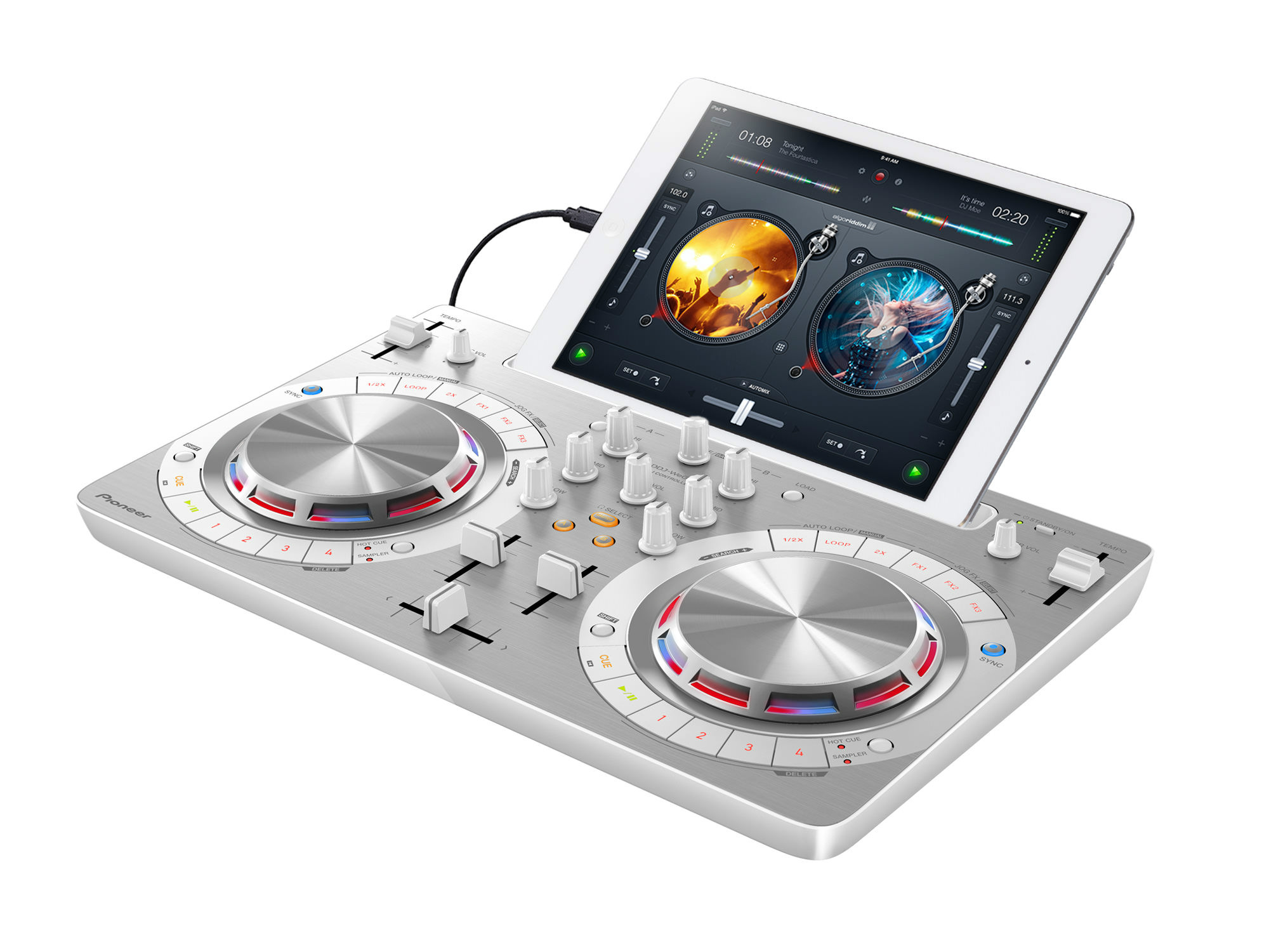 Pioneer DDJ-WeGO3-W USB DJ Controller w/DJ Software & IOS Support, White
