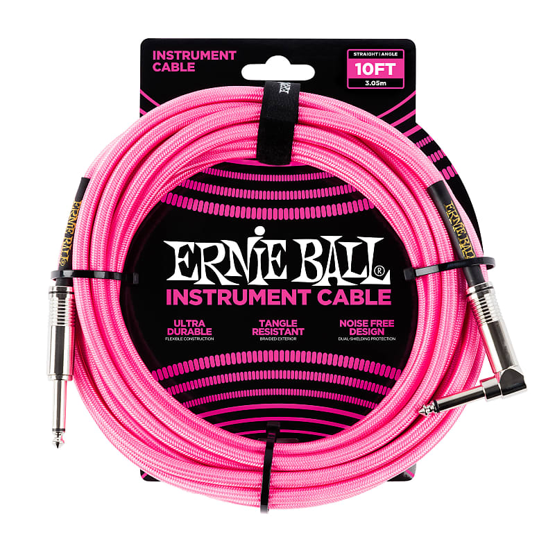 Ernie Ball 10' Straight Angle Braided Cable  …