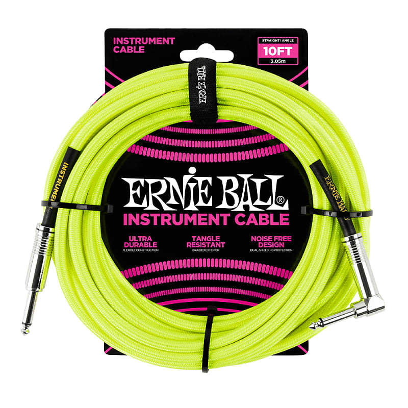 Ernie Ball 10' Straight Angle Braided Cable  …