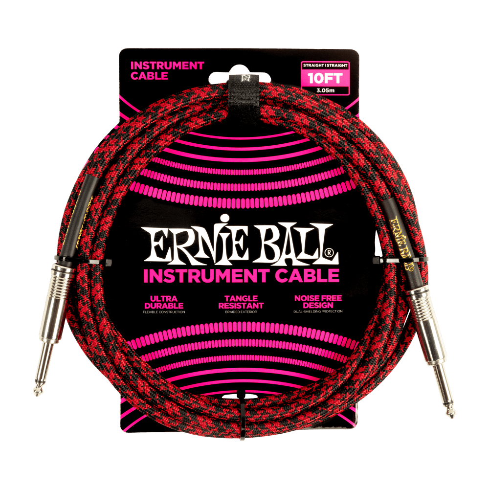 Ernie Ball 10' Straight Straight Braided Cable  …