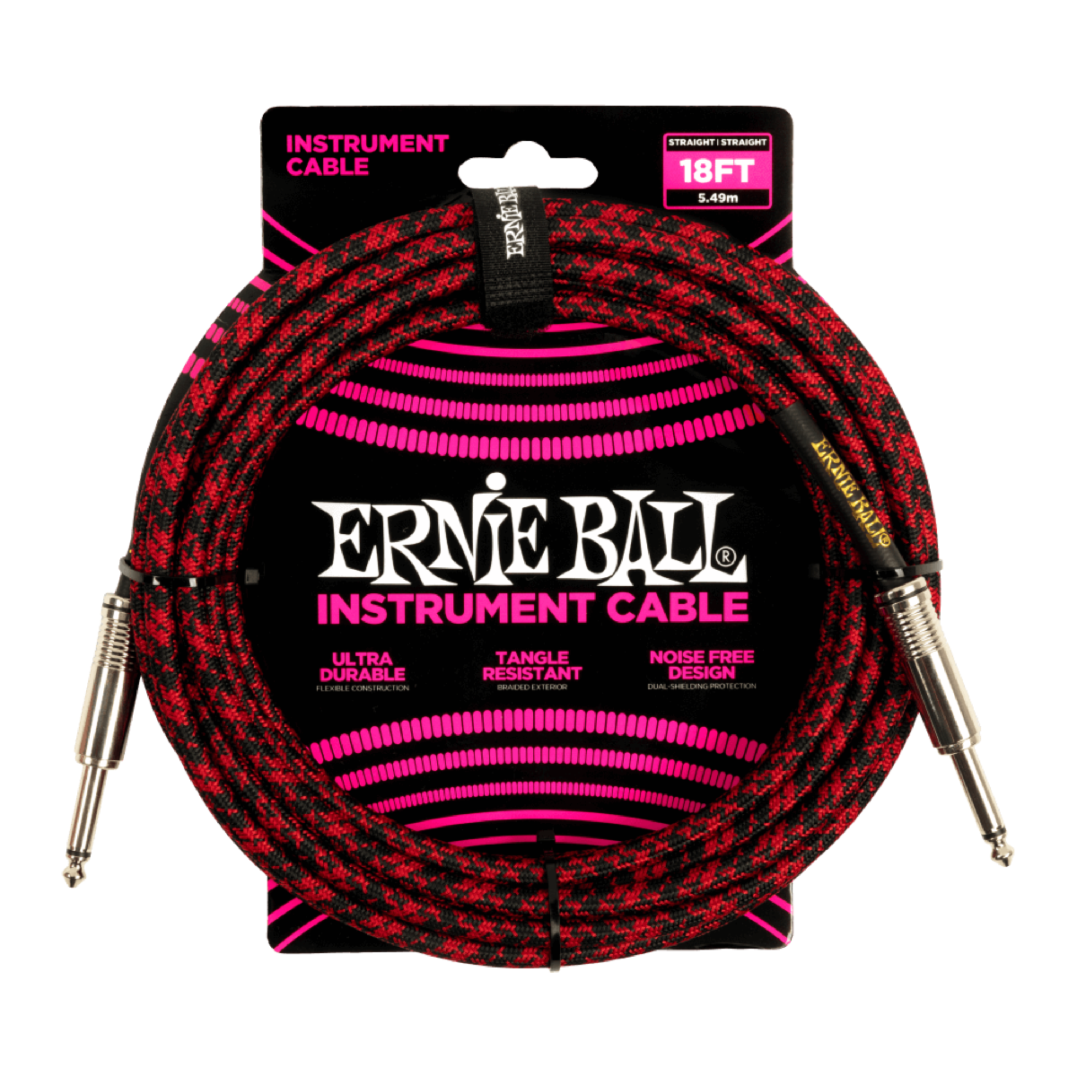 Ernie Ball 18' Straight Straight Braided Cable  …