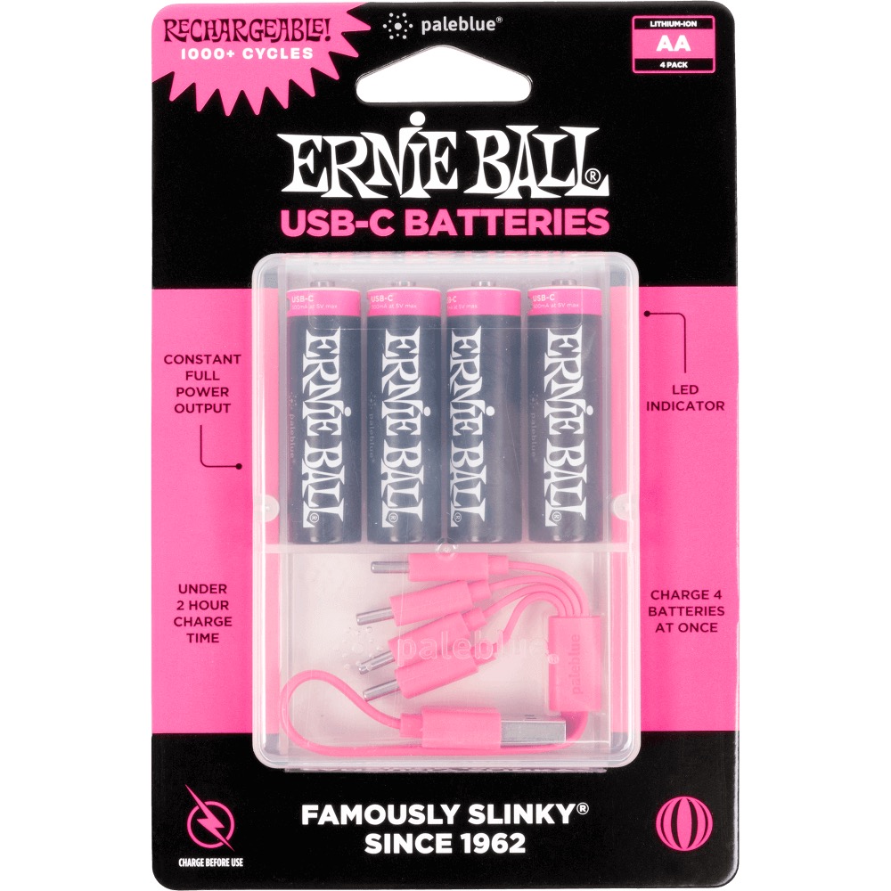 Ernie Ball Ernie Ball USB-C Rechargeable AA Battery by Paleblue (4 Pack) - Misc