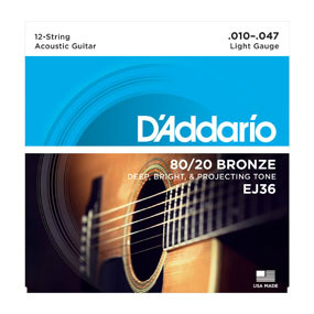 D'Addario EJ36 12-String Bronze Light