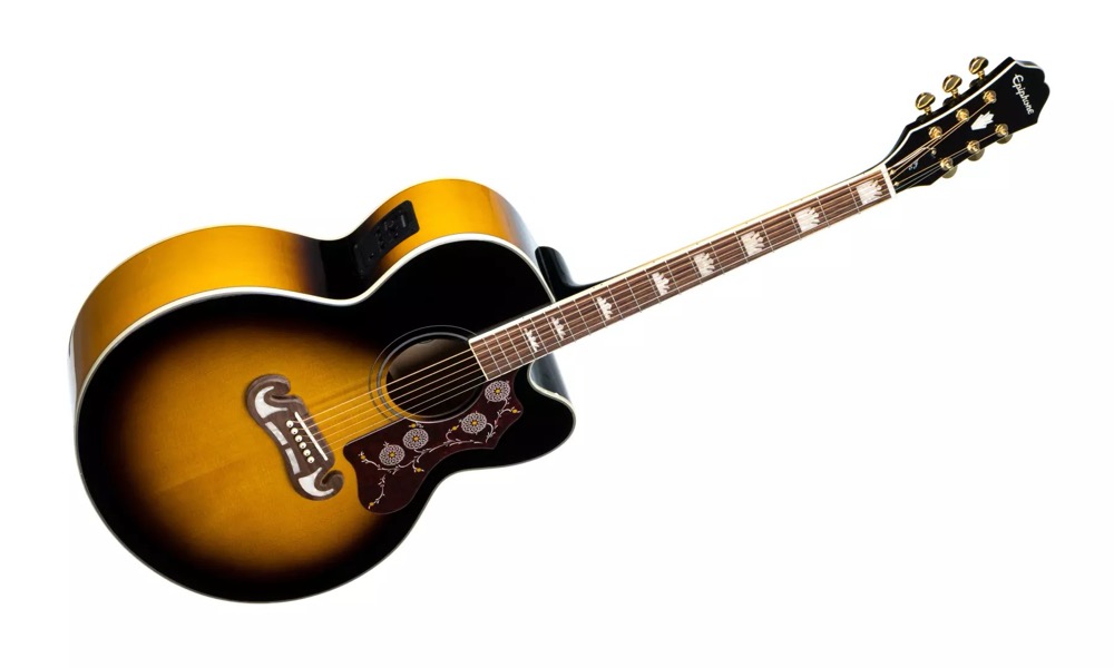 Epiphone Epiphone J-200EC Studio Cutaway Electric Acoustic in Vintage Sunburst - Guitars