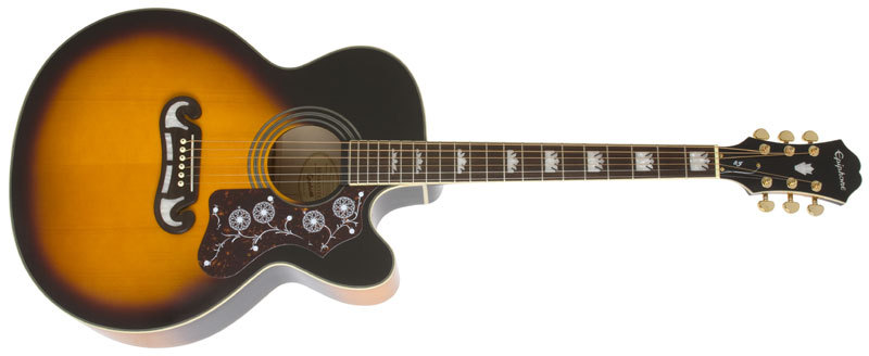 Epiphone Epiphone J-200EC Studio Cutaway Electric Acoustic in Vintage Sunburst - Guitars