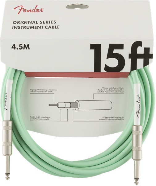 Fender 15 Foot Original Cable In Surf Green