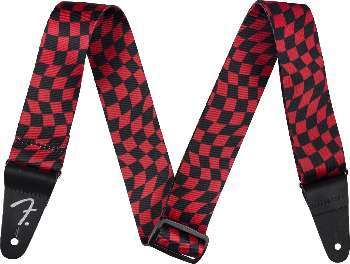 Fender Fender Strap 2" Wavy Checkerboard Poly, Red - Guitars