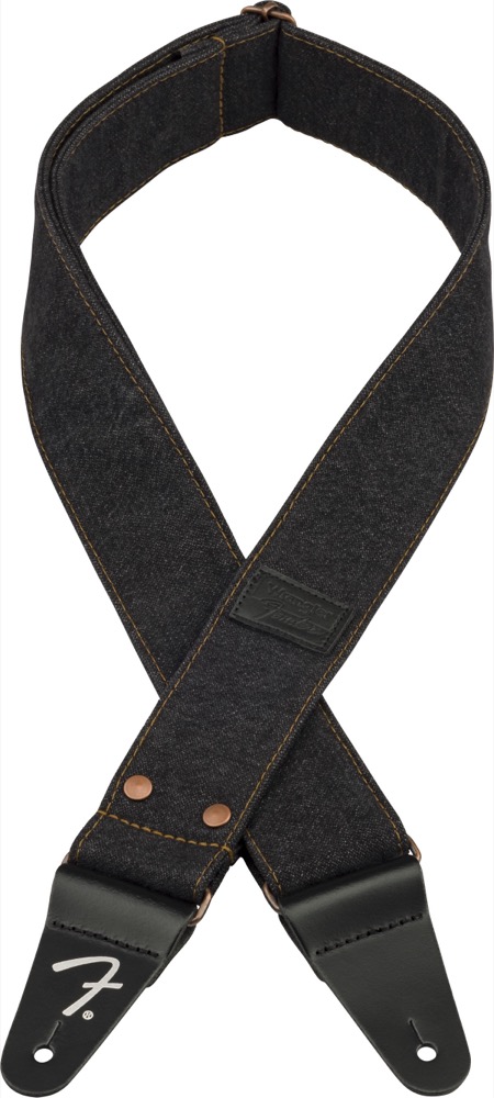 Fender Fender Strap 2" Wrangler X Riveted Denim Strap - Black - Guitars
