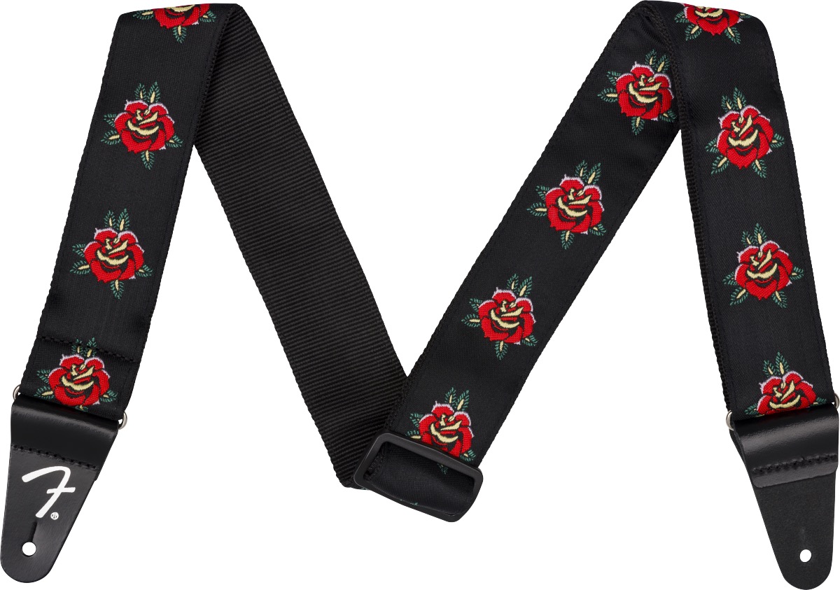 Fender Fender Strap 2" Rose Strap - Red On Black - Guitars