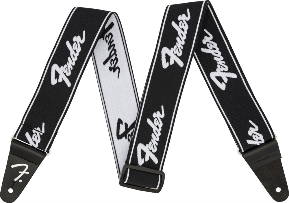 Fender Fender Strap 2" Weighless Running Logo - Black, White - Guitars