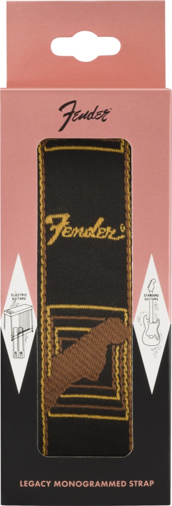 Fender Fender Strap 2" Legacy Monogrammed Black, Yellow, Brown - Guitars