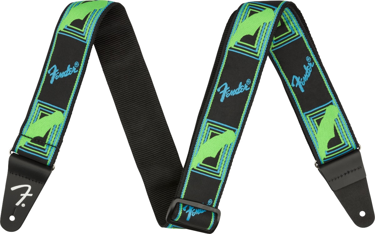 Fender Fender Strap 2" Monogrammed Neon Green, Blue - Guitars
