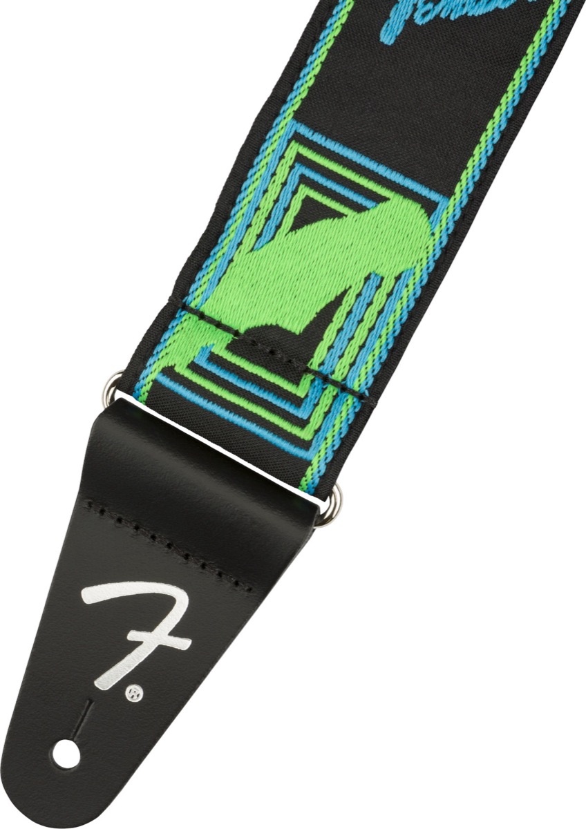 Fender Fender Strap 2" Monogrammed Neon Green, Blue - Guitars
