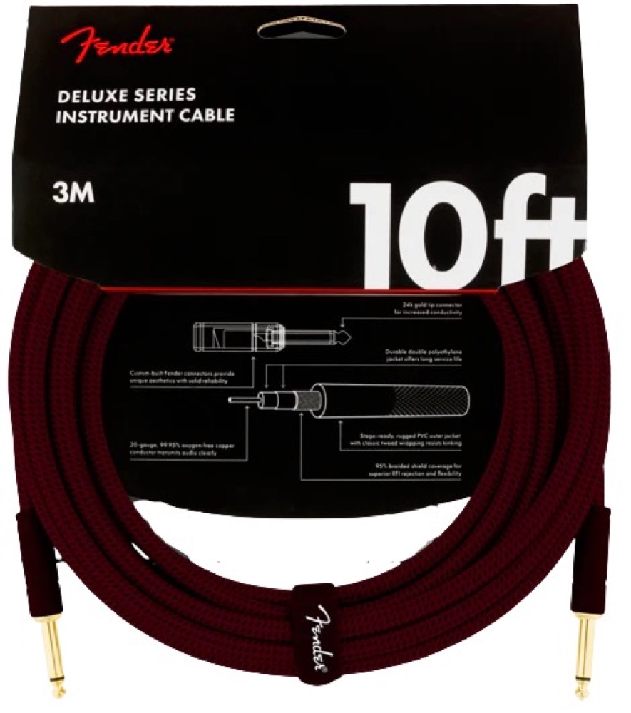Fender 10 Foot Deluxe Series Cable - Oxblood