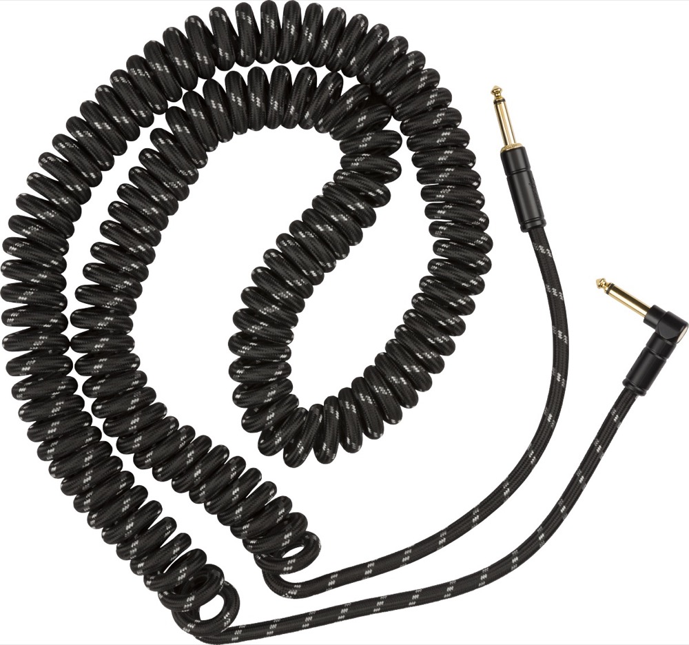 Fender 30 Foot Deluxe Coil Cable In Black Tweed