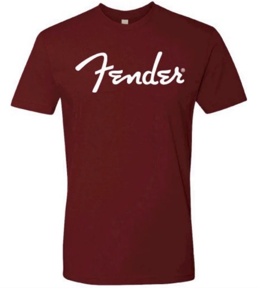 Fender T-Shirt Oxblood, Spaghetti Logo -  X-Large