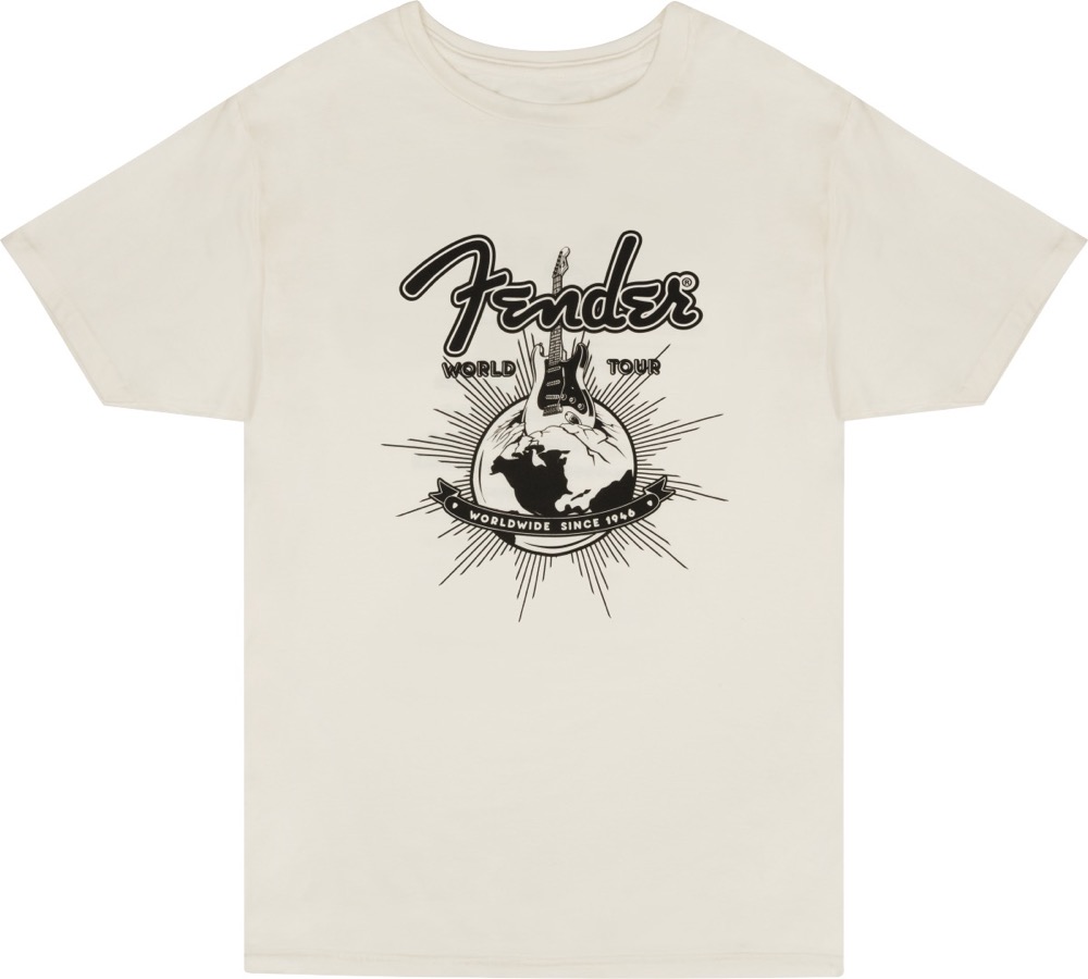 Fender T-Shirt World Tour Logo Vintage White  …
