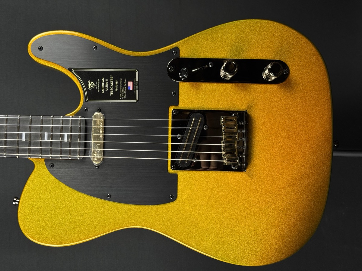 Fender Fender 75th Anniversary American Ultra II Telecaster, Ebony - Liquid Gold - Guitars