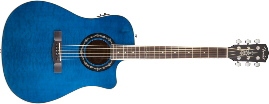 Fender Fender Acoustic T-Bucket 300-CE Trans Blue Quilt v2 - Guitars