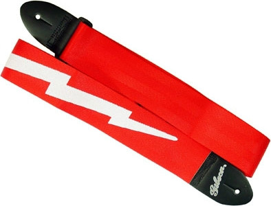 Gibson Gibson Strap - Lightning Bolt White On Red - Guitars