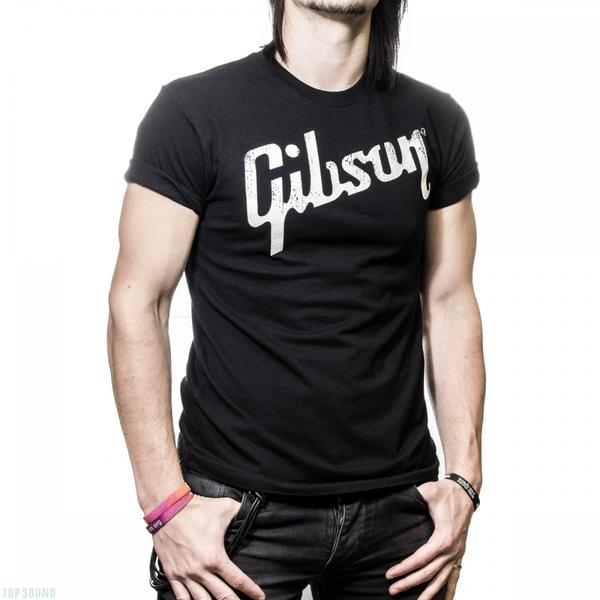 Gibson T-Shirt Black Front White Logo In Medium