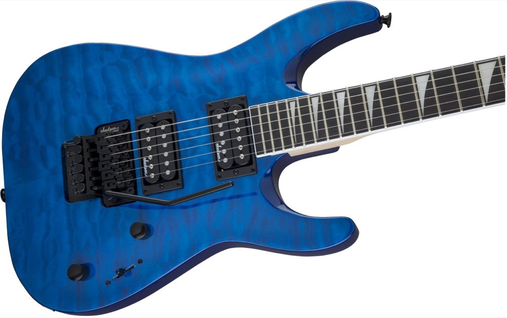 Jackson Jackson JS32Q Dinky Quilted Maple Arch Top In Transparent Blue - Guitars