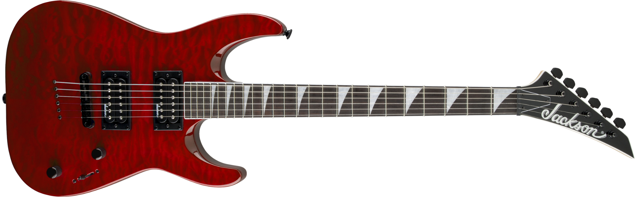 Jackson Jackson JS32TQ Dinky Quilted Maple Arch Top In Trans Red - Guitars