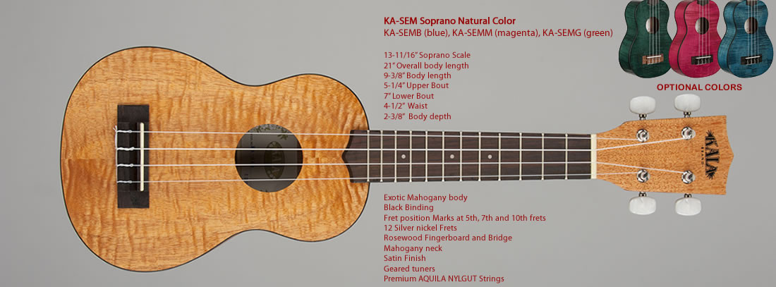 Kala KA-SEM Soprano Exotic Mahogany Ukulele