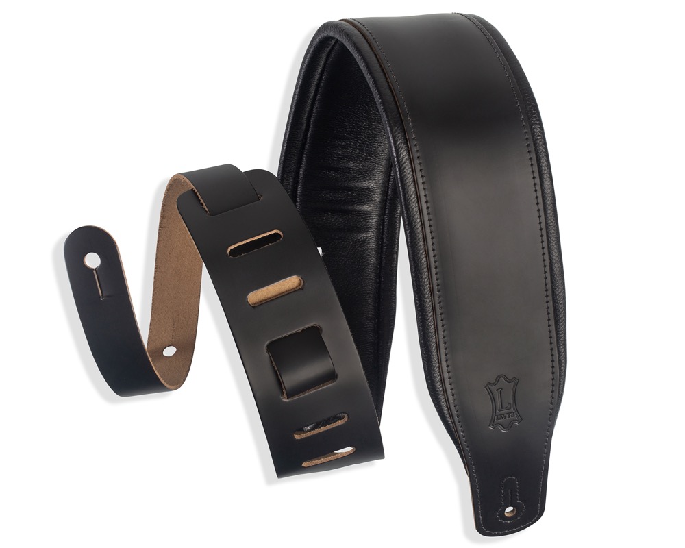 Levy's Levys 3" Top Grain Padded Leather Guitar Strap - Black - Guitars