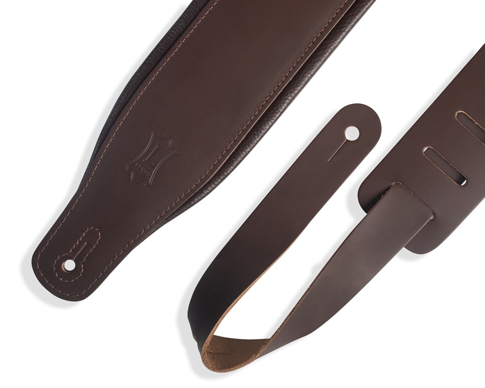 Levy's Levys 3" Top Grain Padded Leather Guitar Strap - Dark Brown on Dark Brown - Guitars