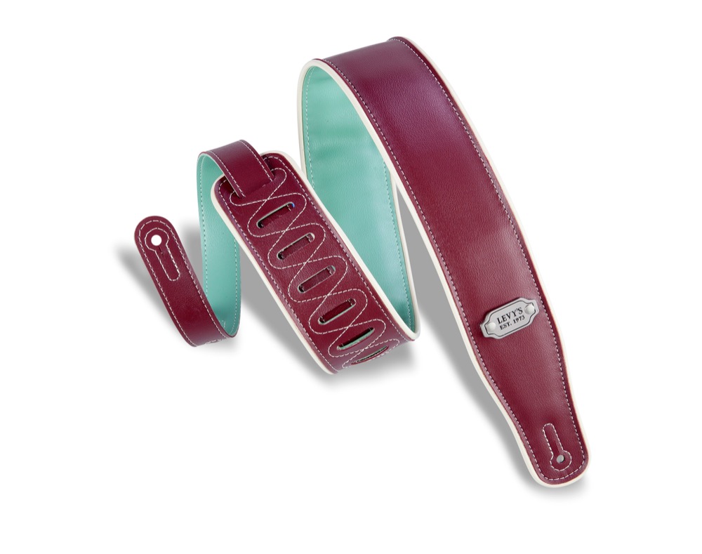 Levy's Levy's 2.5" Double Sided Reversible Vegan Vinyl Strap - Burgundy and Seafoam - Guitars