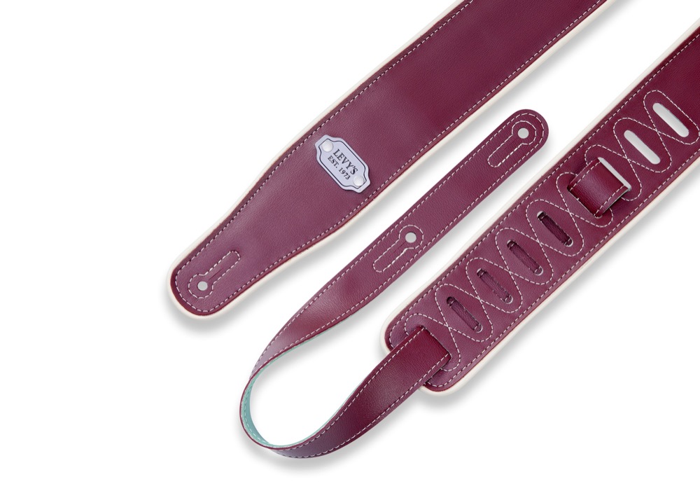 Levy's Levy's 2.5" Double Sided Reversible Vegan Vinyl Strap - Burgundy and Seafoam - Guitars