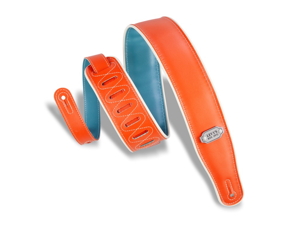 Levy's Levy's 2.5" Double Sided Reversible Vegan Vinyl Strap - Orange and Teal - Guitars