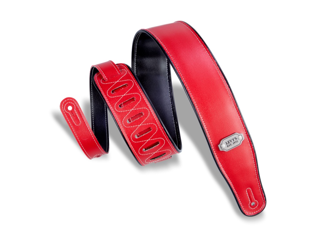 Levy's Levy's 2.5" Double Sided Reversible Vegan Vinyl Strap - Red and Black - Guitars