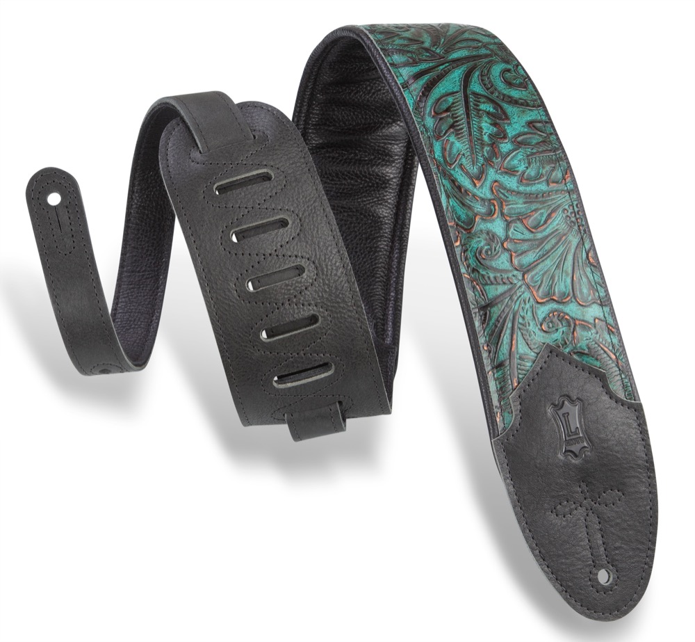 Levy's Levys 3" Padded Strap With Embossed Leather - Sundance Palm Jade - Guitars