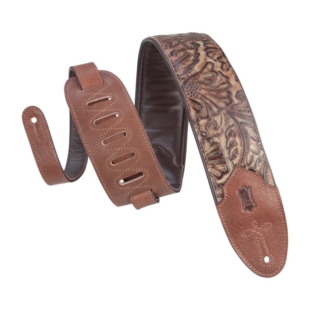 Levy's Levys 3" Padded Strap With Embossed Leather - Sundance Dark Brown - Guitars