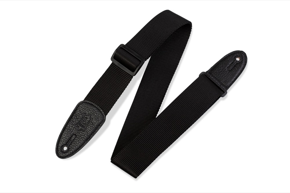 Levy's Levy's 2 Inch Soft-Hand Polypropylene Strap with Leather Ends - Black - Guitars