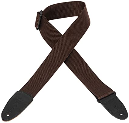 Levy's Levy's 2 Inch Soft-Hand Polypropylene Strap with Leather Ends - Brown - Guitars