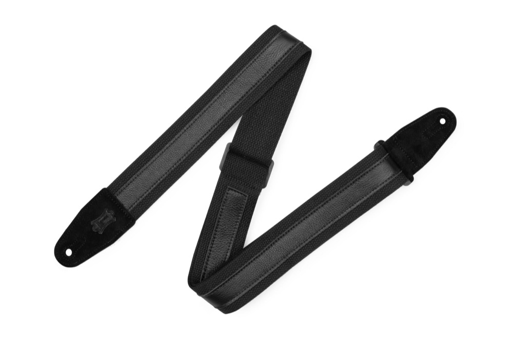Levy's Levys 2" Cotton Combo Guitar Strap - Black Cotton with Black Leather Strip - Guitars