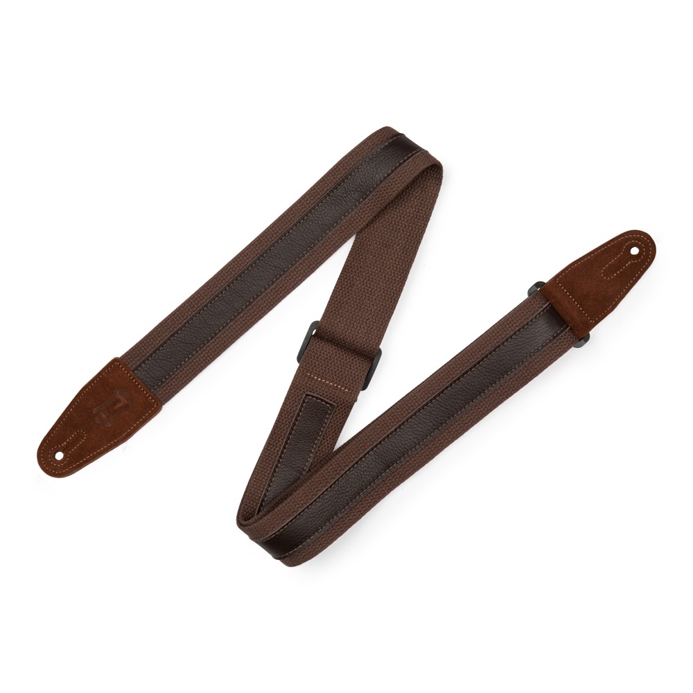 Levy's Levys 2" Cotton Combo Guitar Strap - Brown Cotton with Dark Brown Leather Strip - Guitars