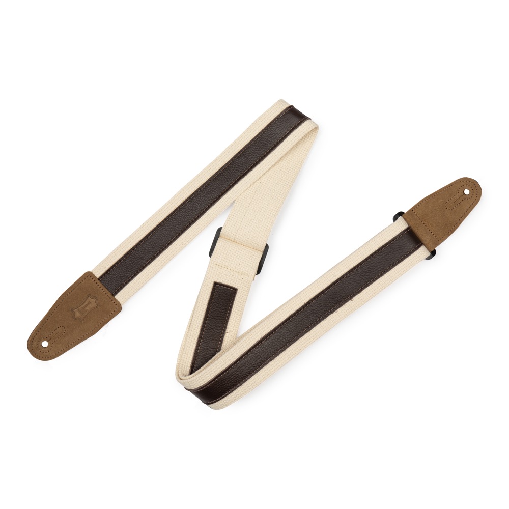 Levy's Levys 2" Cotton Combo Guitar Strap - Natural Cotton with Drk Brown Leather Strip - Guitars
