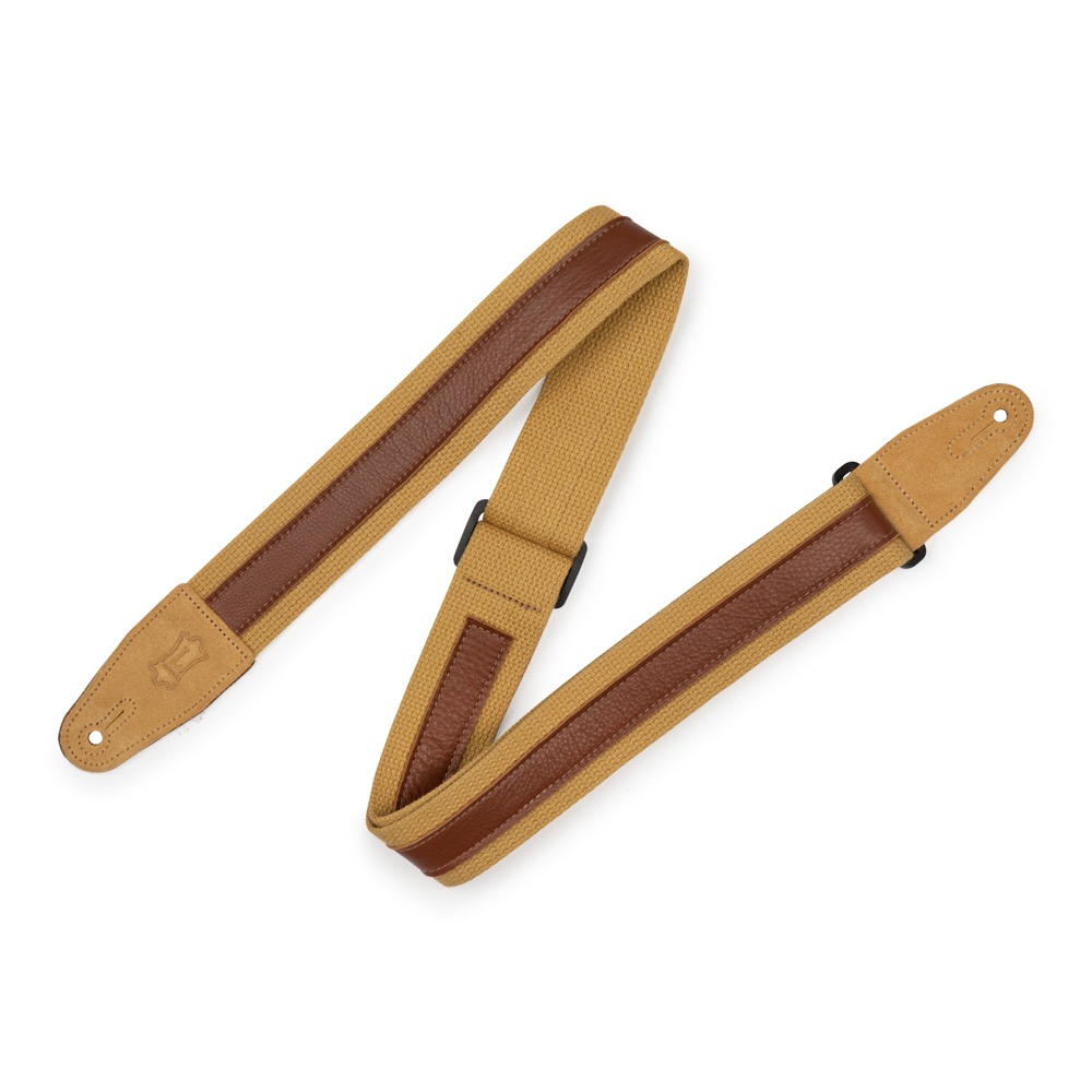 Levy's Levys 2" Cotton Combo Guitar Strap - Tan Cotton with Tan Leather Strip - Guitars