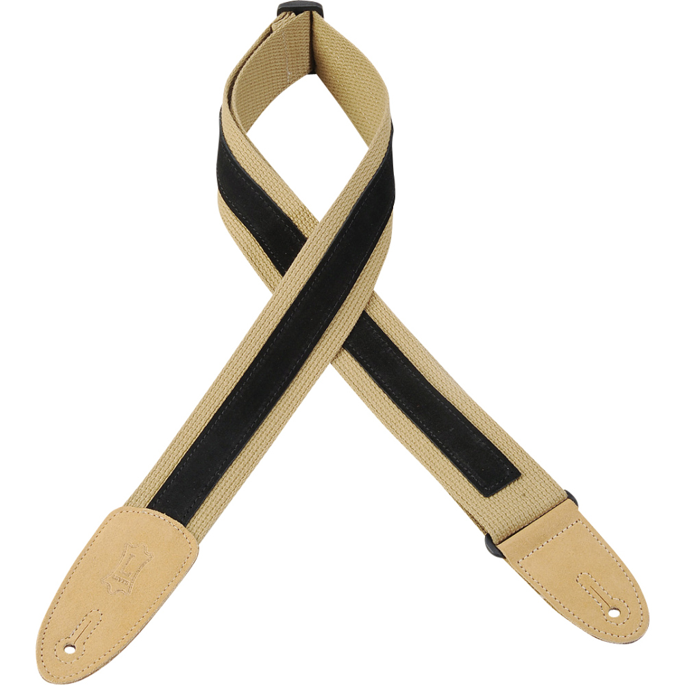 Levy's Levys 2" Cotton Guitar Strap With Suede Strip - Tan with Black - Guitars