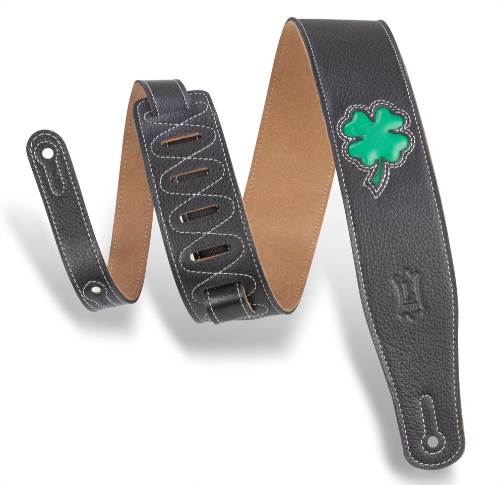 Levy's Levys 2.5" Garment Leather Embroidery Lucky Guitar Strap - Clover - Guitars