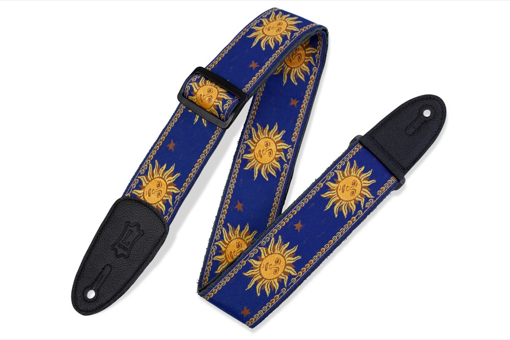 Levy's Levy's 2" Fabric Sun on Garment Leather - Yellow on Blue - Guitars