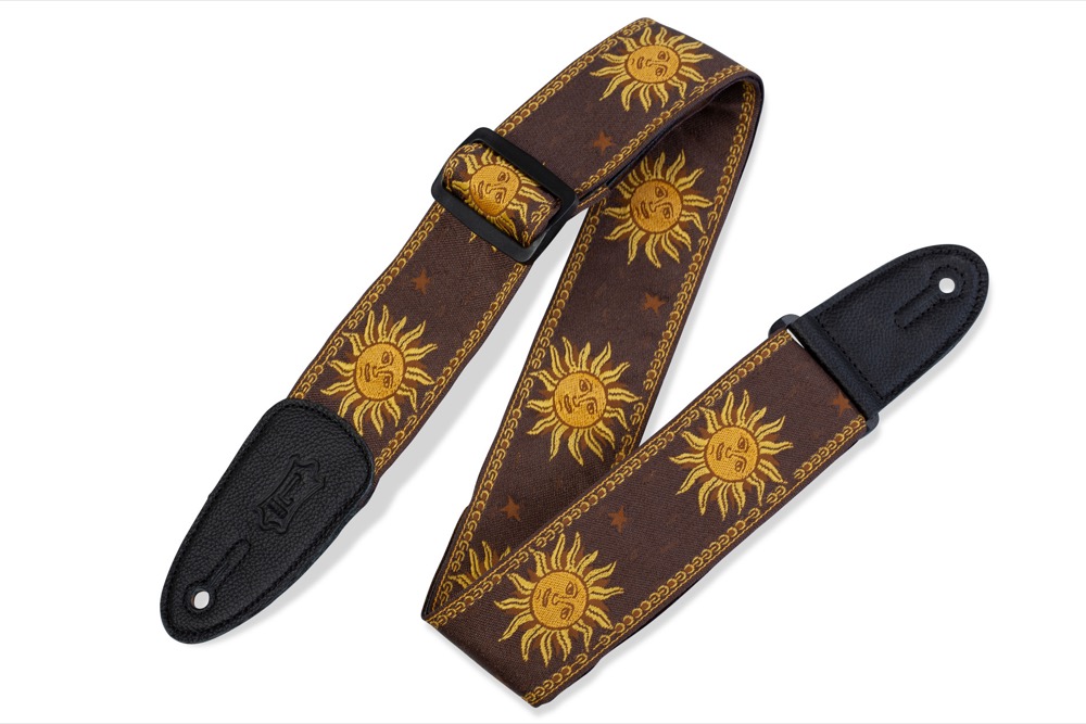 Levy's Levy's 2" Fabric Sun on Garment Leather - Yellow on Brown - Guitars